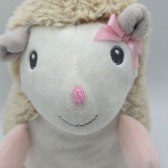 Blankets and Beyond Hedghog Rattle Lovey Plush Stuffed Toy Pink Bow - Picture 7 of 17